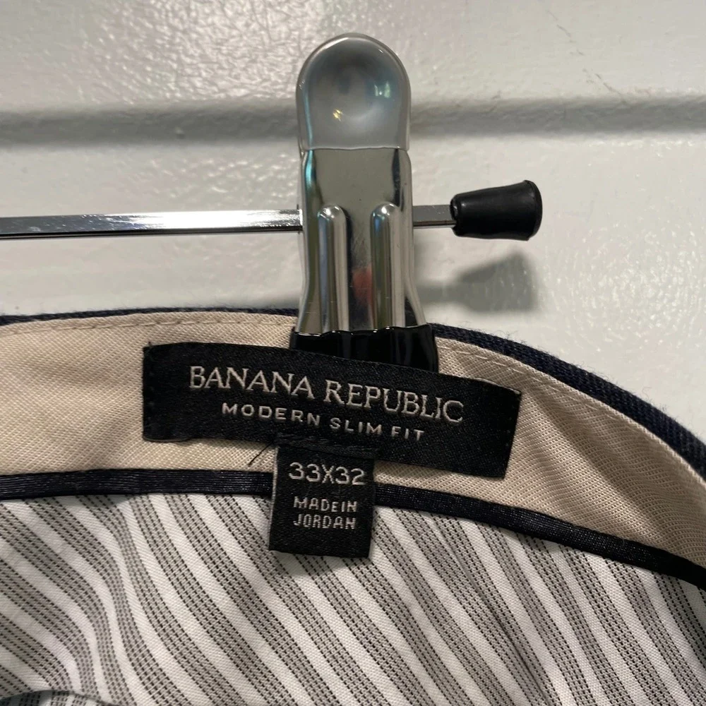 Banana Republic Mens Modern Slim Fit Navy Blue Wool Blend Dress Pants 33x32